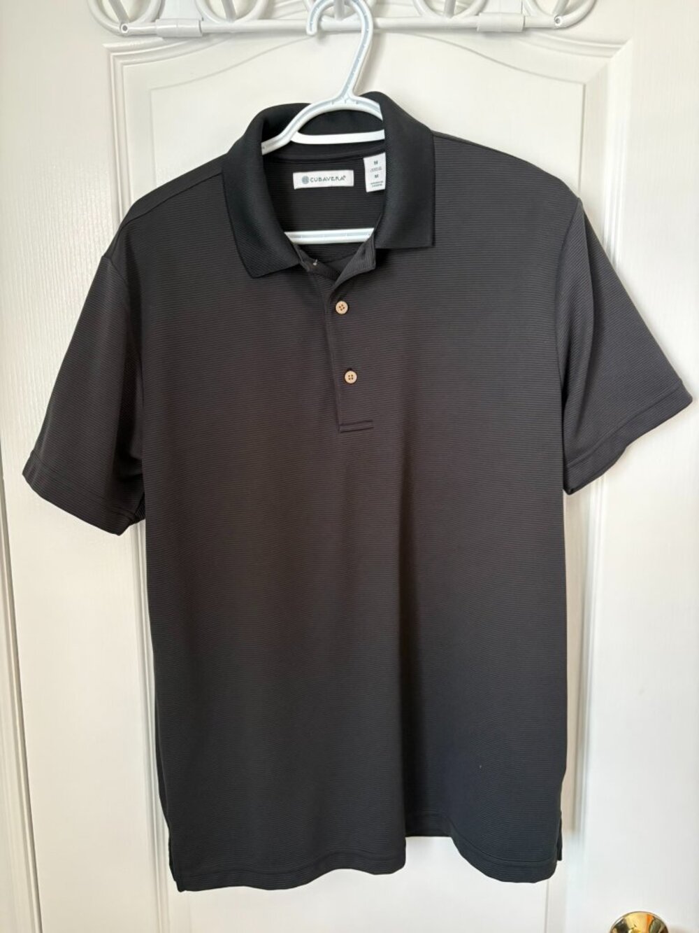 Cubavera Black Textured Polo Shirt Men's M